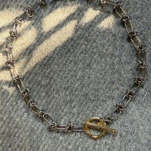 Gold and Silver Two-Tone Necklace with Decorative Clasp